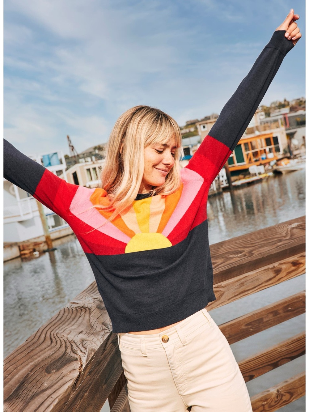 Marine Layer Sunset Icon Sweater 100% Cotton Crewneck Size XL